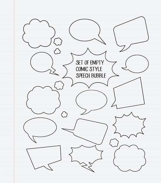 A set of empty comic style speech bubbles