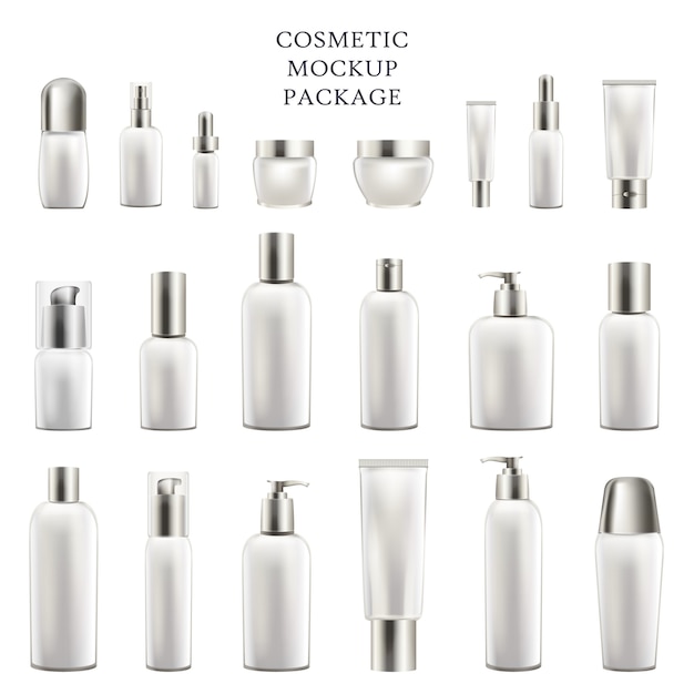 Set of empty containers for body and face cosmetic