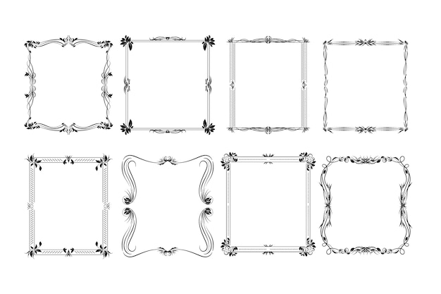 Vector set of empty ornamental retro frames