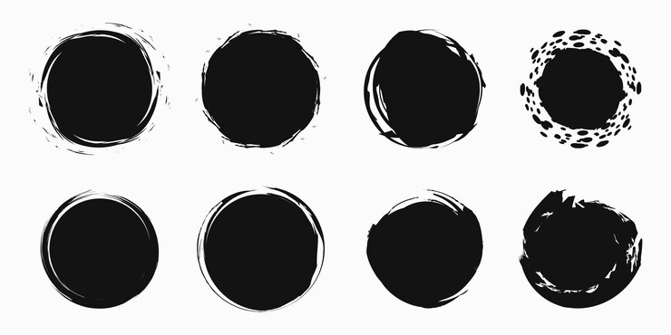 Set of empty scribble circles, vector design elements