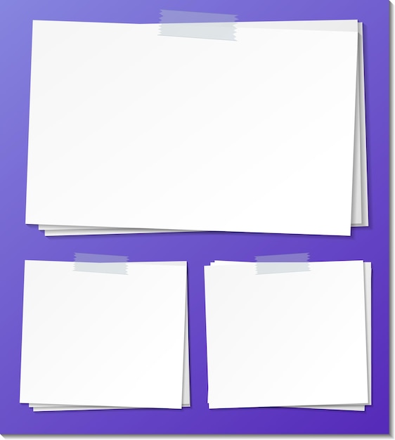 Set of empty sticky note paper template