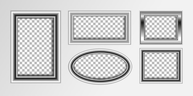 Vettore set di cornici bianche vuote modello mockup di cornici bianche vuote isolato su sfondo trasparente collezione vettoriale