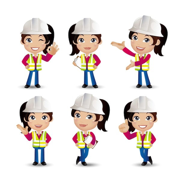 Vector set of engineer, worker