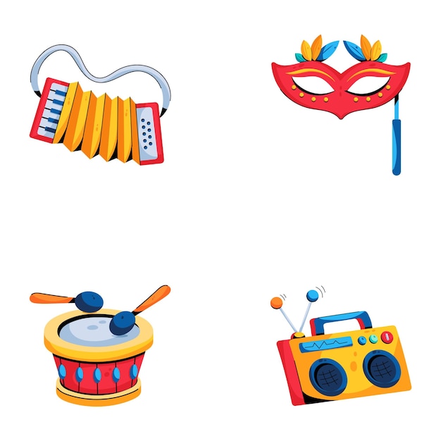 Set of Entertainment Equipment Flat Icons