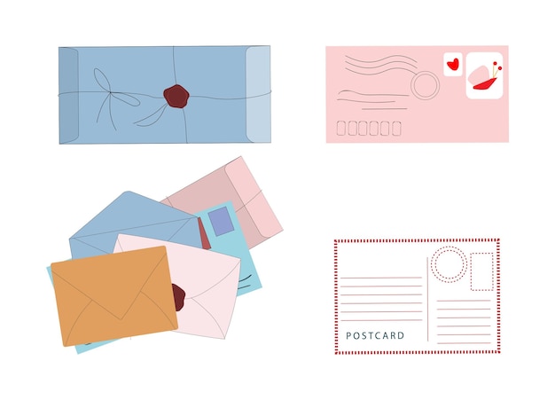 Vector set of envelopes and letters