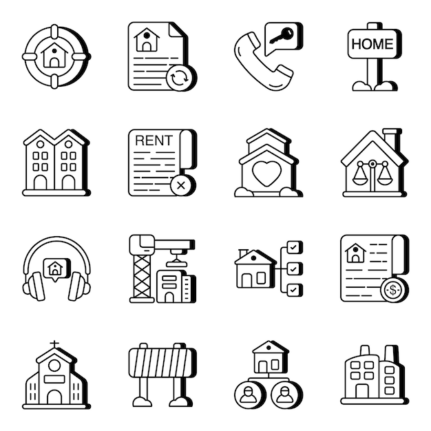 Set of Estate and Interior Linear Icons