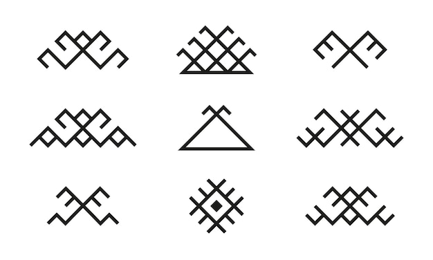 Set di simboli tradizionali popolari etnici baltici