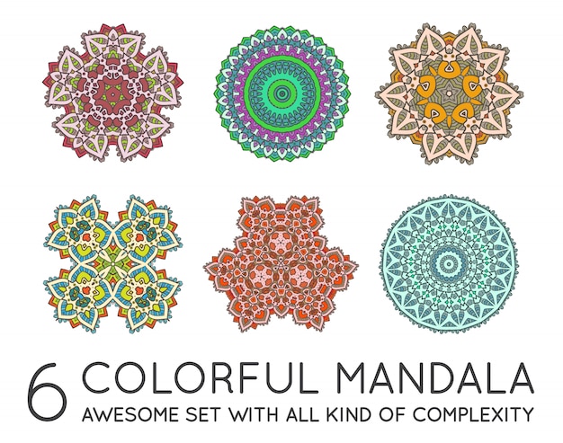 Set of ethnic fractal mandala