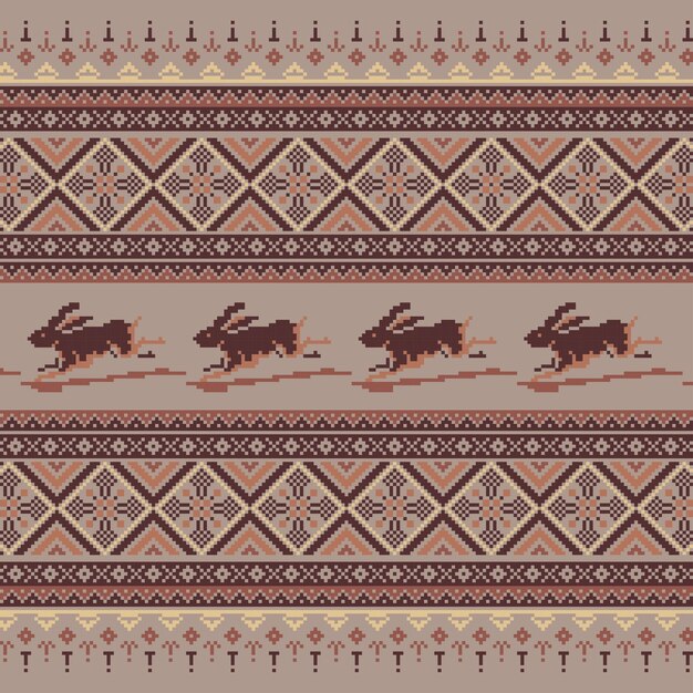 Set of Ethnic holiday ornament pattern in brown colors