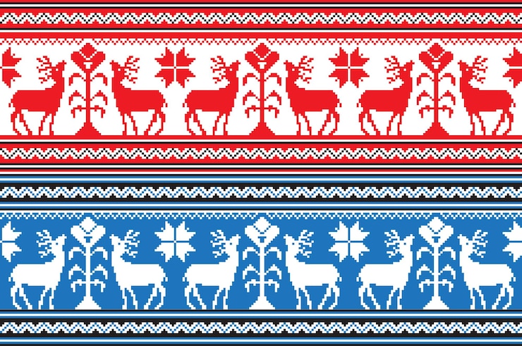 Vector set of ethnic holiday ornament pattern in different colors vector illustration