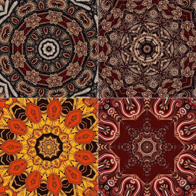Set di mandala etnico con ornamenti colorati colori luminosi isolati