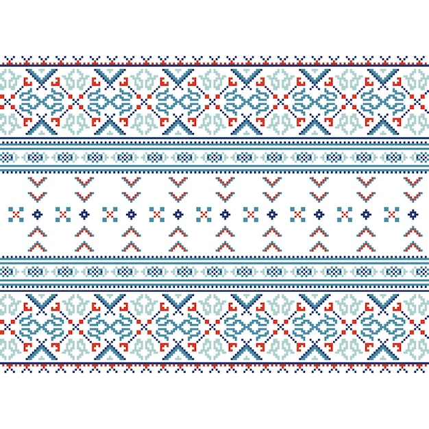 Set of Ethnic ornament pattern in blue colors