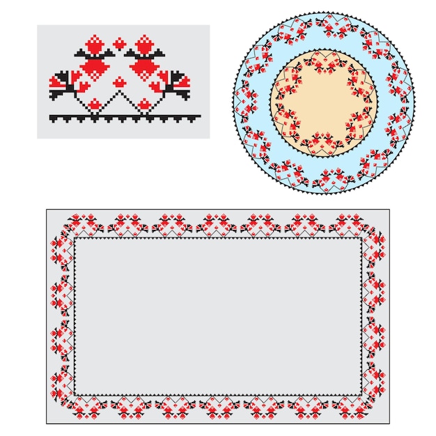 Set of Ethnic ornament pattern brushes Vector illustration