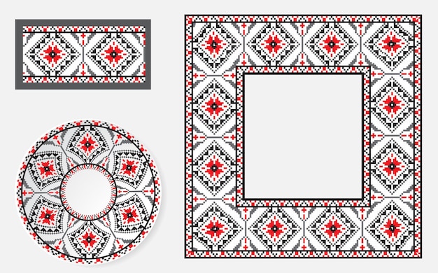 Vector set of ethnic ornament pattern brushes