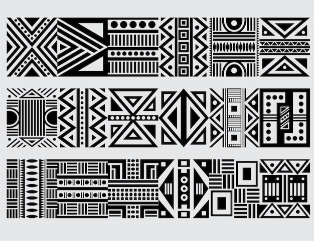 Set of ethnic pattern black vector