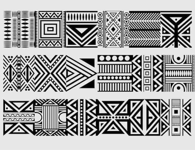 Set of ethnic pattern black vector