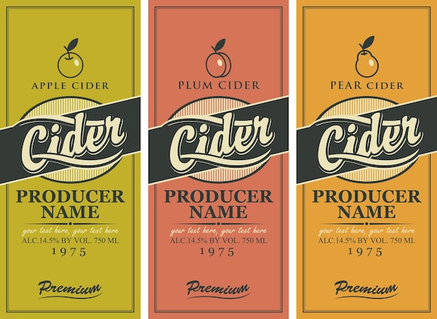 Vector set etiketten voor appelcider