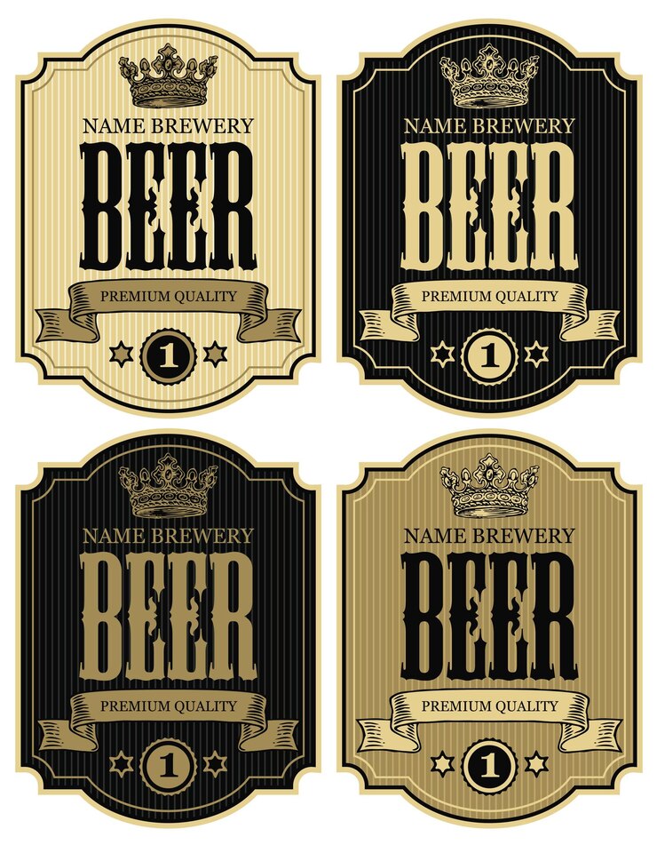Vector set etiketten voor bierflesjes