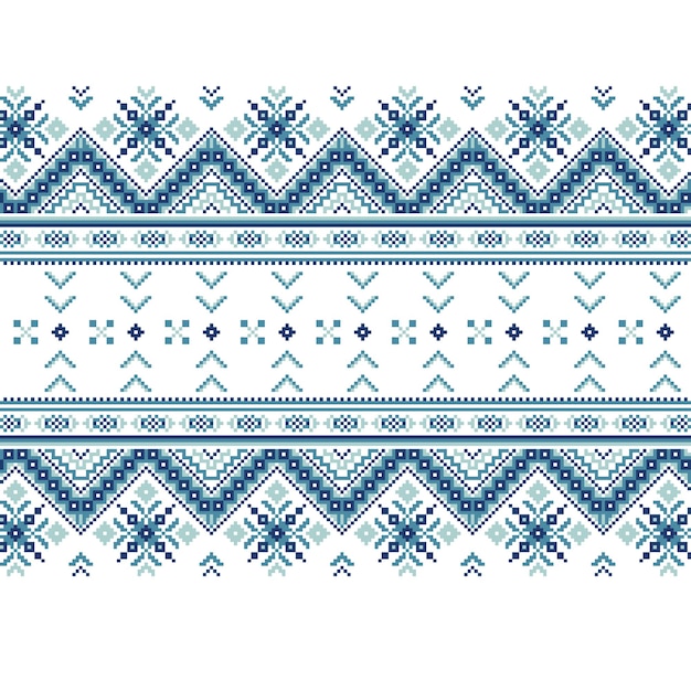 Set etnisch ornamentpatroon in blauwe kleuren
