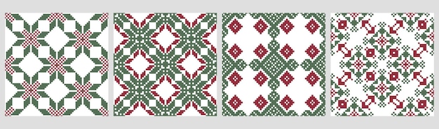 Set etnische naadloze patronen Geometrisch abstracte tweekleurige patronen Etnische motieven Print textiel