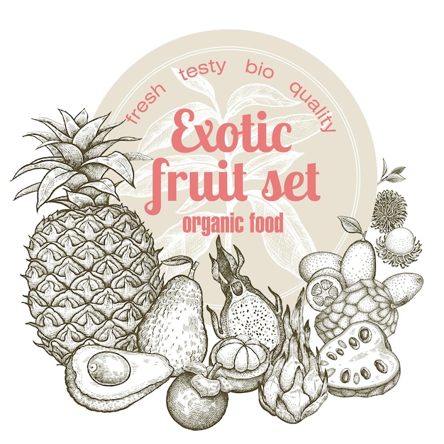 Set of exotic fruits