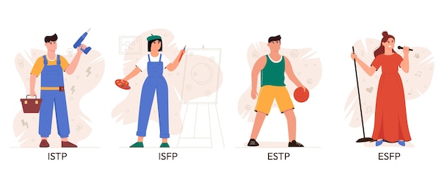 Set di esploratori tipi di persone mbti socionics mbti test della personalità concetto di comportamento mentale