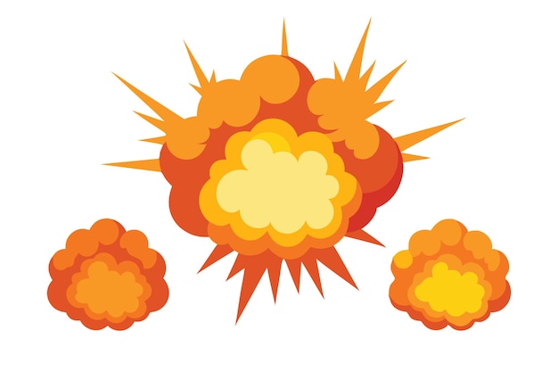 Set of explosions flat vector illustration on white background