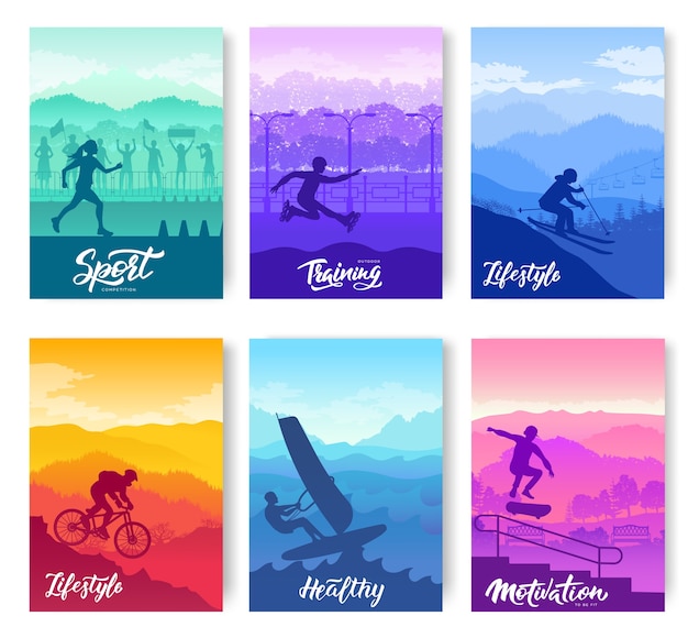 Set of extreme on nature template flyers