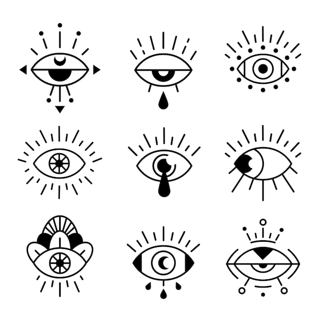 set of Eye symbols isolated on white