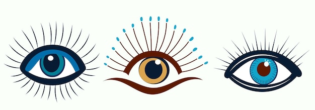 Set of eyes evil na turkish greek clairvoyance divinationisolated vector