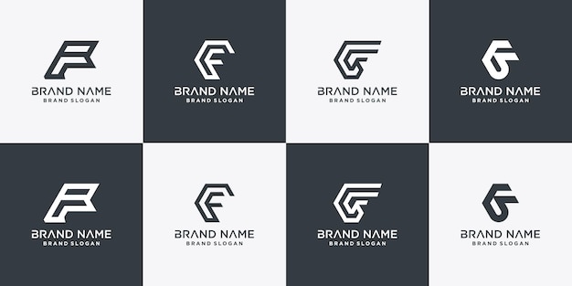 Set of f logo collection for initial company or person premium vector