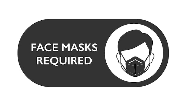 Vector set of face mask required vector signs. facemask or covering must be worn in shops
