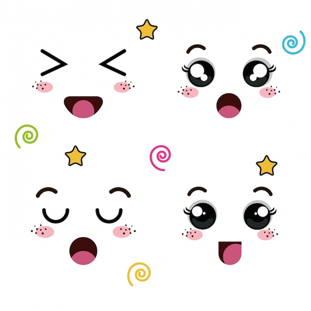 Vector set of faces of emoticon