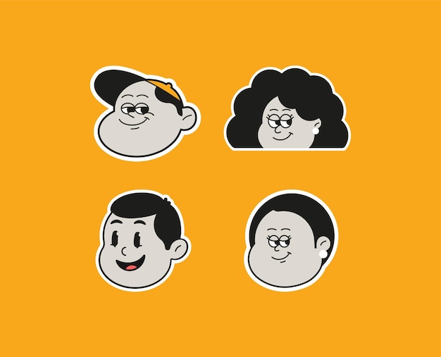 Vector set of faces flat design