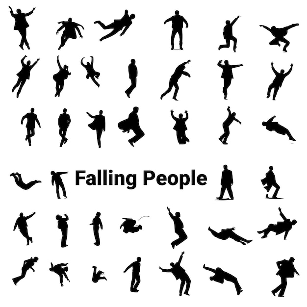 A set of Failing people silhouette vector illustration