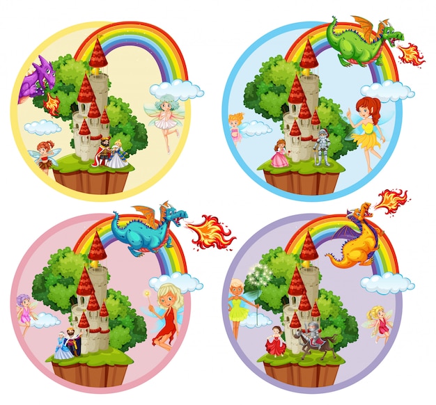 Set of fairytale badge