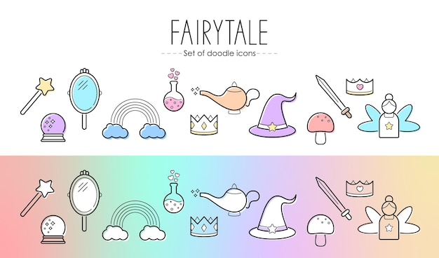 Set of fairytale icons