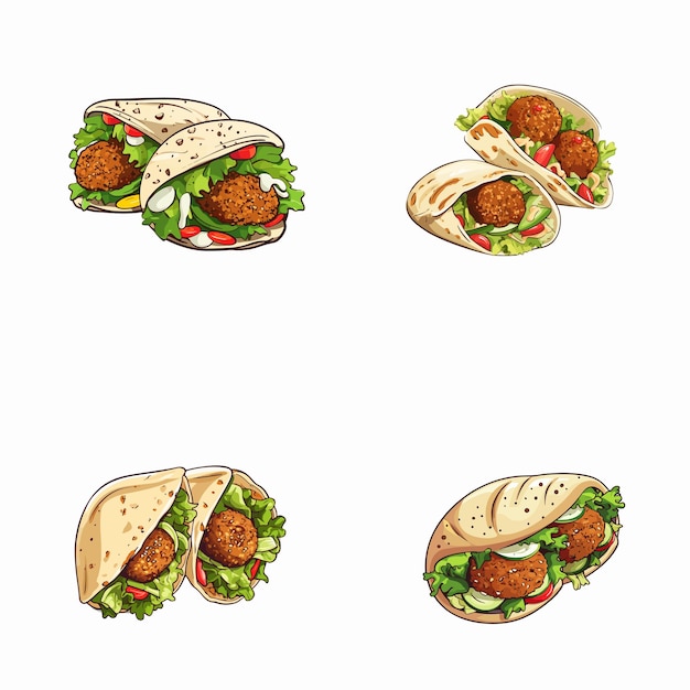 set of falafel vector illustrations