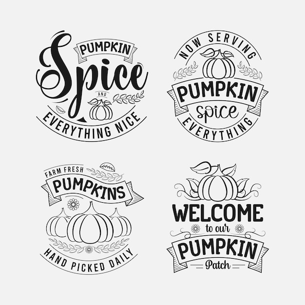 Set of Fall lettering autumn quote for print lettering for tshirt poster and card