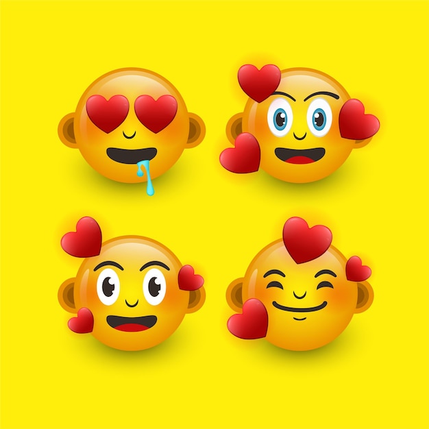 Vector set of falling in love emoji premium vector