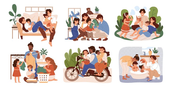 Vector set familie-activiteiten
