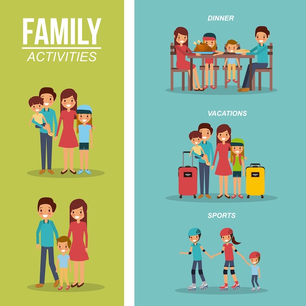 Vector set of family differents activity