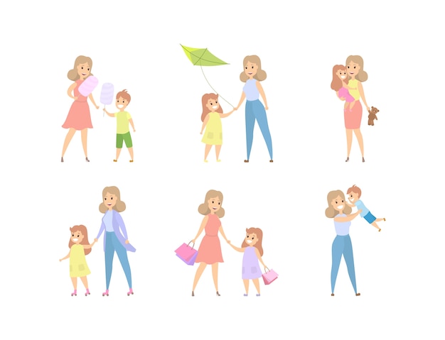 Vector set of family leisure