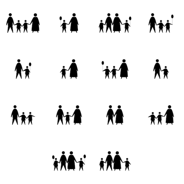 Vector set of family silhouette avatar