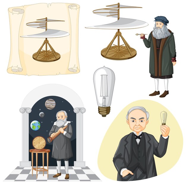 Vector set of famous person in science