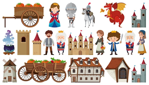 Set of fantasy cartoon characters