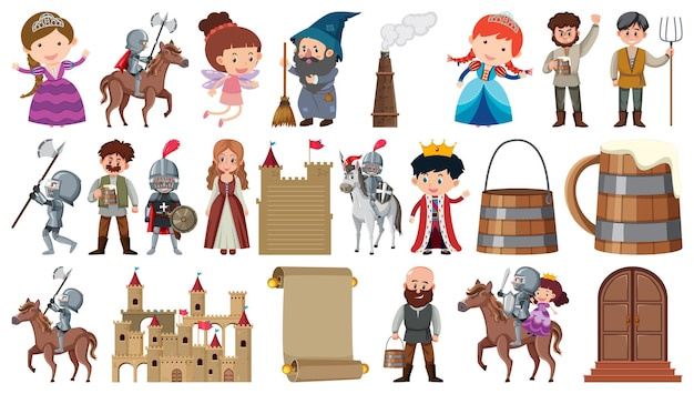 Set of fantasy cartoon characters