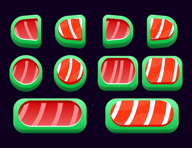 Set of fantasy Christmas button for gui asset elements