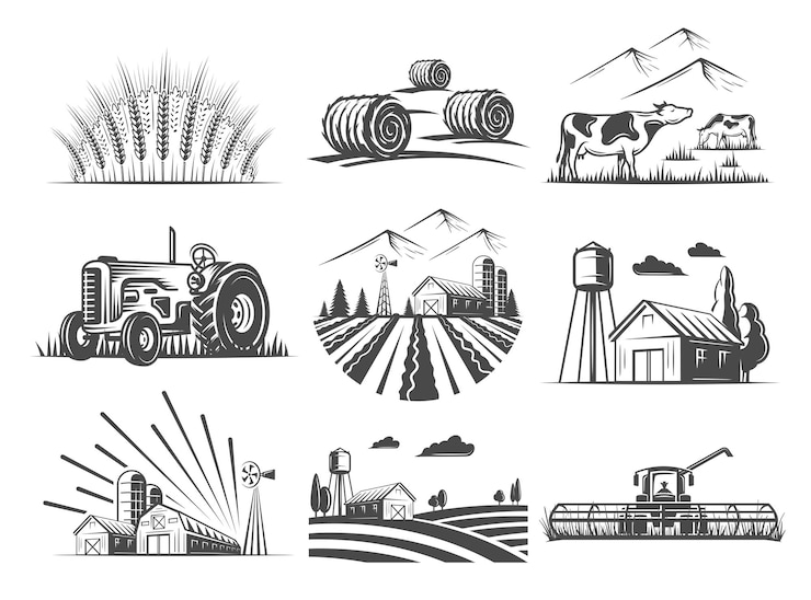 Vector set of farm market elements