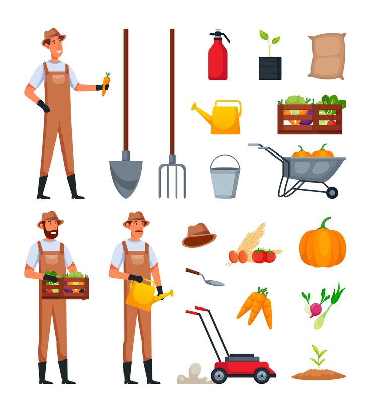 Vector set of farmer vector characters